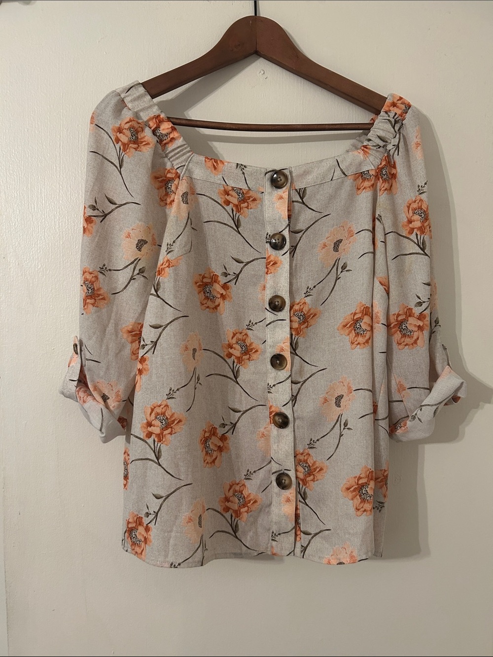 Floral Button-Front Top